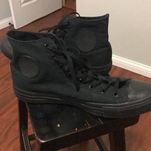 Black On Black Converse High Tops - Size 13